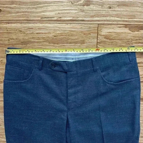Canali Men’s Stretch‎ Wool Cotton Blend Blue Dress Pants Size 34x32 - Picture 6 of 9